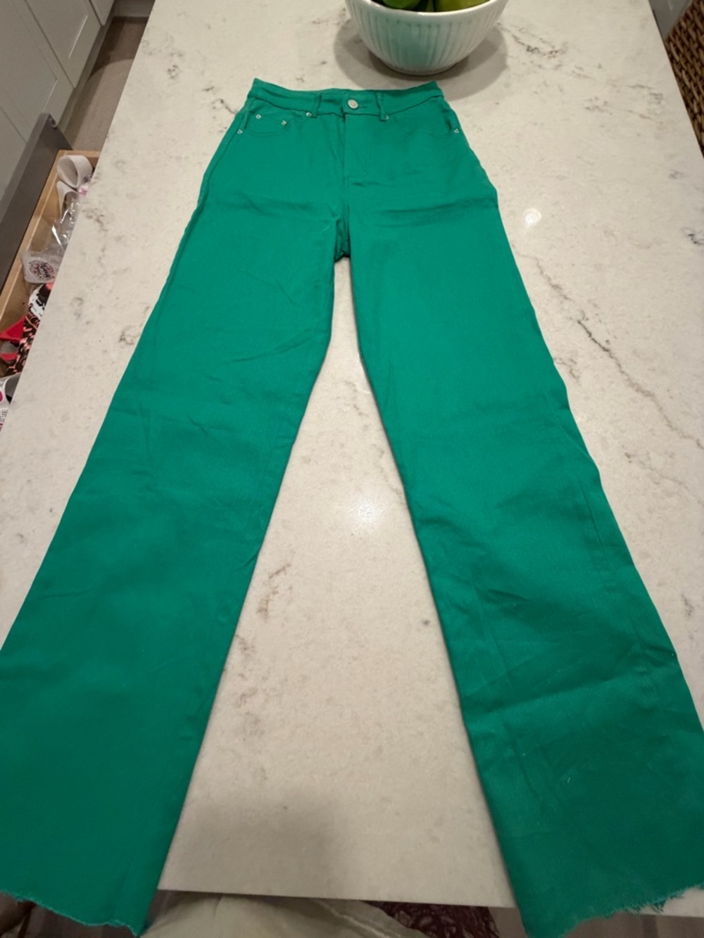 PRINCESS POLLY High-Rise Wide Leg Jeans in Emerald Green! 0 - Picture 6 of 7